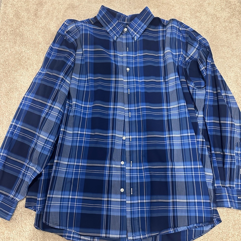 Ralph Lauren Blue Plaid Button Down Shirt 2XB